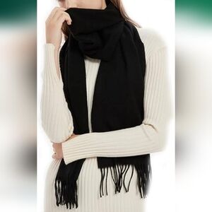 NWT Sonoma Black Scarf With Fringe